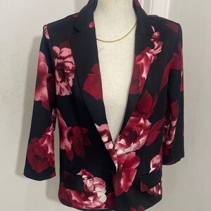 NYCC Floral  Black and Red Women's Blazer